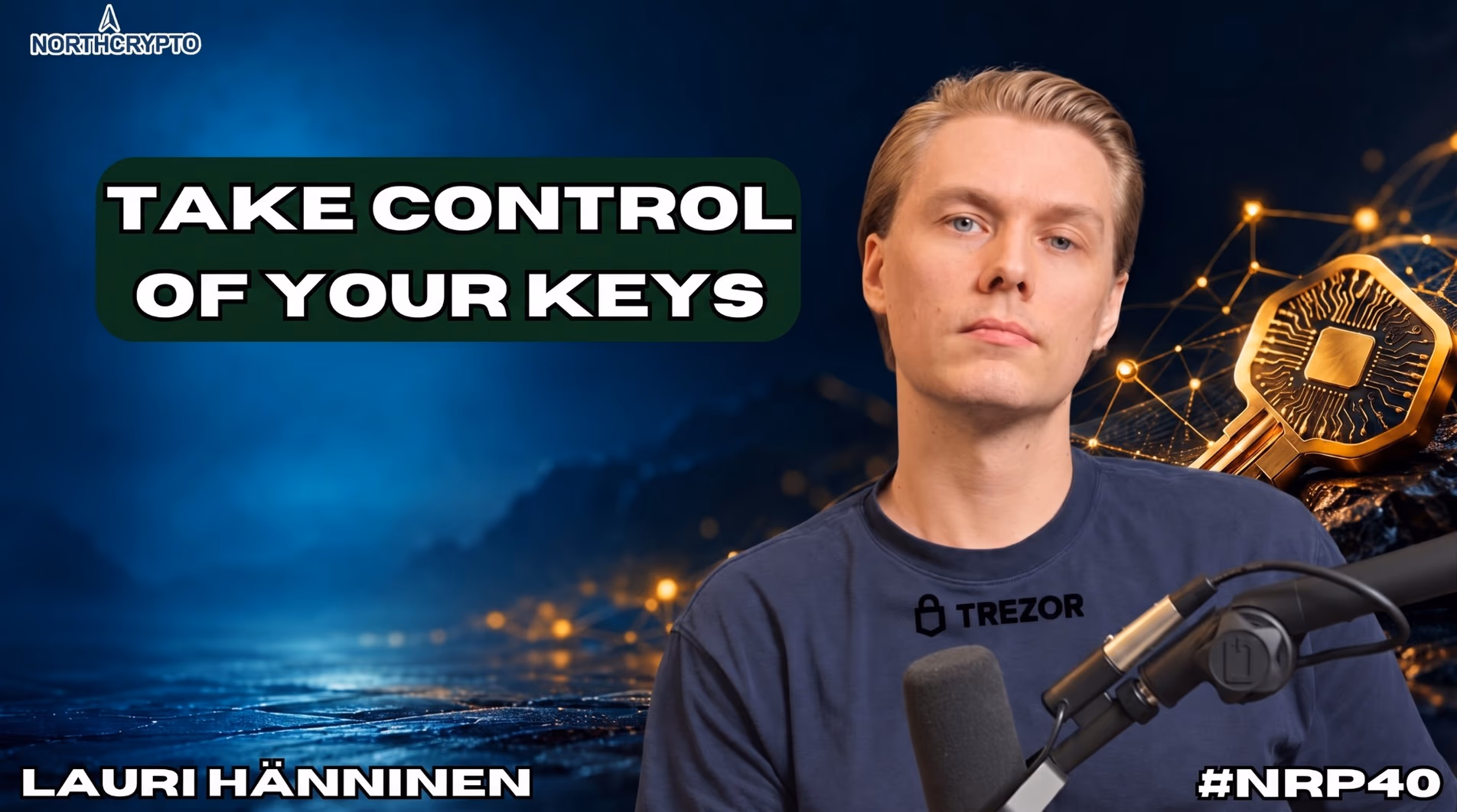 Lauri Hänninen recording Nettirahapodi episode 40 in a Trezor T-shirt